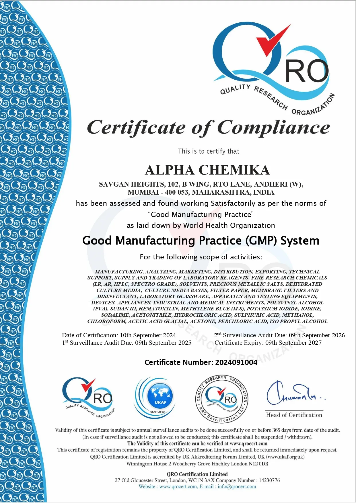 GMP Certificate