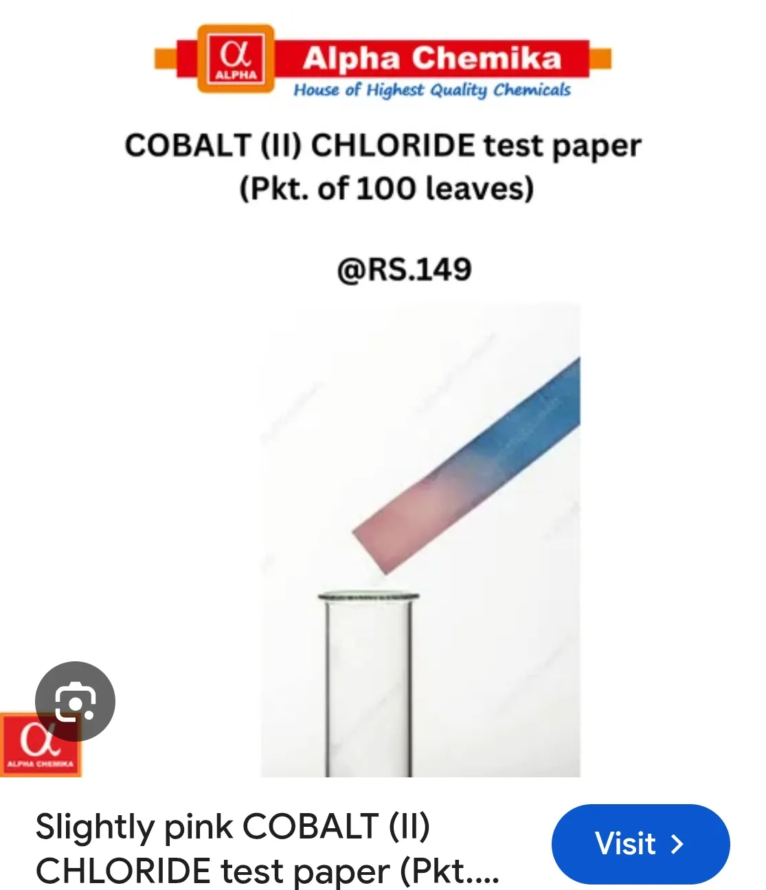 Cobalt(II) chloride test paper